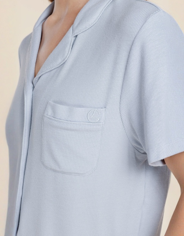 Gingerlilly - Lyon Ribbed Short Sleeve Button Up Top