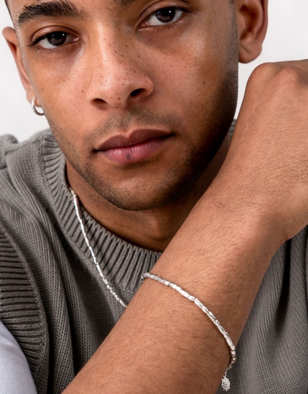 Dower & Hall - Men's Rice Nomad Necklace In Sterling Silver