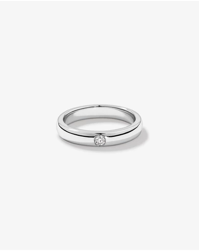 Michael Hill - 0.05 Carat TW Round Brilliant Diamond Duo Wedding Band in 18kt White Gold