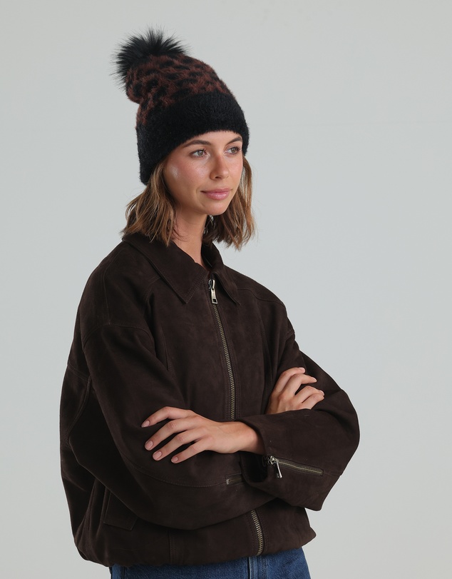 Morgan & Taylor - Hazel Leopard Beanie in Brown