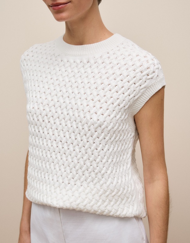 Trenery - Cotton Knit Sleeveless Tunic in White