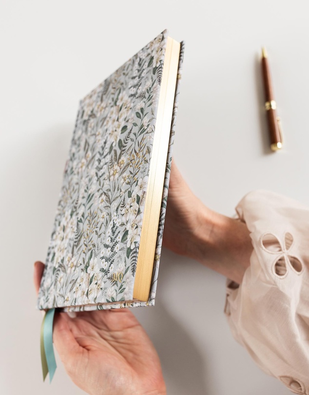 Bespoke Letterpress - Linen Bound Bullet Journal - Ivory Garden