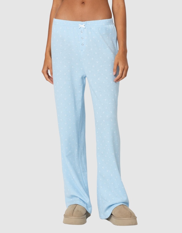 EDIKTED - Petal Printed Waffle Pants