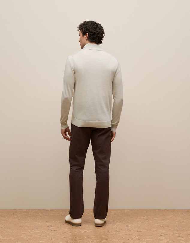 Trenery - Merino Half Zip in Stone