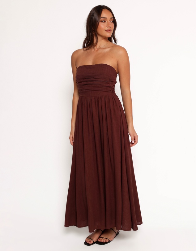 Petal & Pup - Kayt Strapless Dress - Chocolate Brown