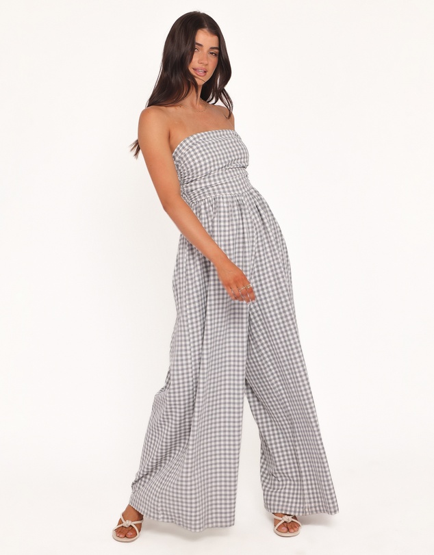 Petal & Pup - Paige Strapless Jumpsuit - Black White Gingham