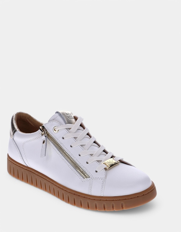 Mia Vita - Luna Zip Casual Sneaker - White/Tan