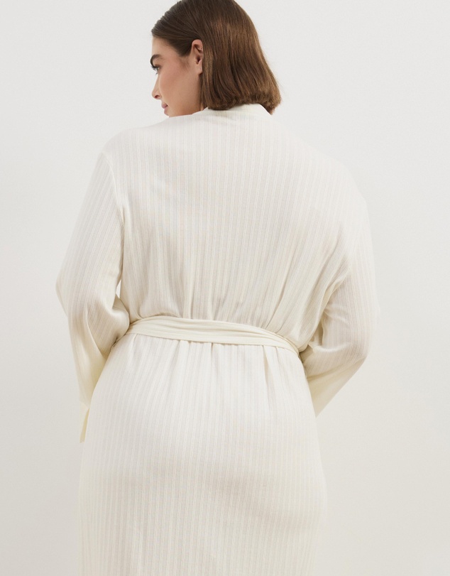 Atmos&Here Curvy - Melody Pointelle Wrap Robe With Frill Hem
