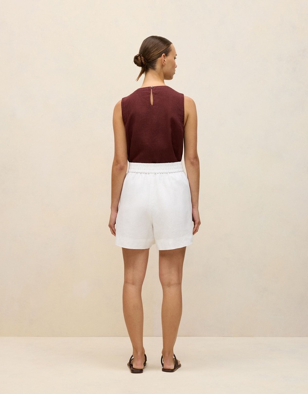 Trenery - Linen Relaxed Pull On Short in White