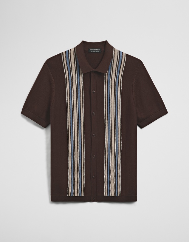 Country Road - Australian Cotton Textured Panel Knit Shirt