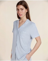 Gingerlilly - Lyon Ribbed Short Sleeve Button Up Top