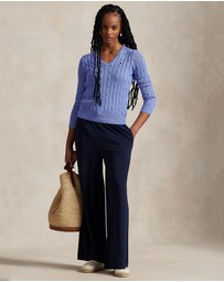 Polo Ralph Lauren - Cable-Knit Cotton V-Neck Sweater