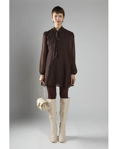 Glamorous - Long Puff Sleeve High-Neck Mini Dress
