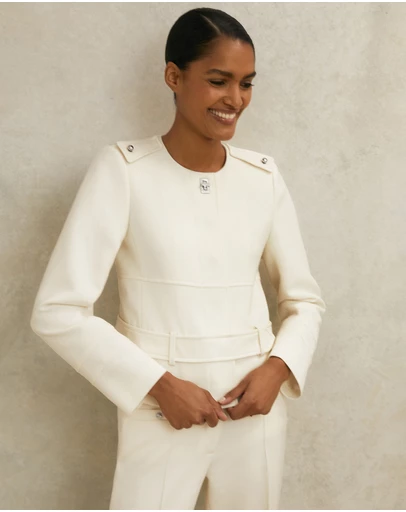 REISS - ATELIER - Athena Wool Collarless Belted Jacket