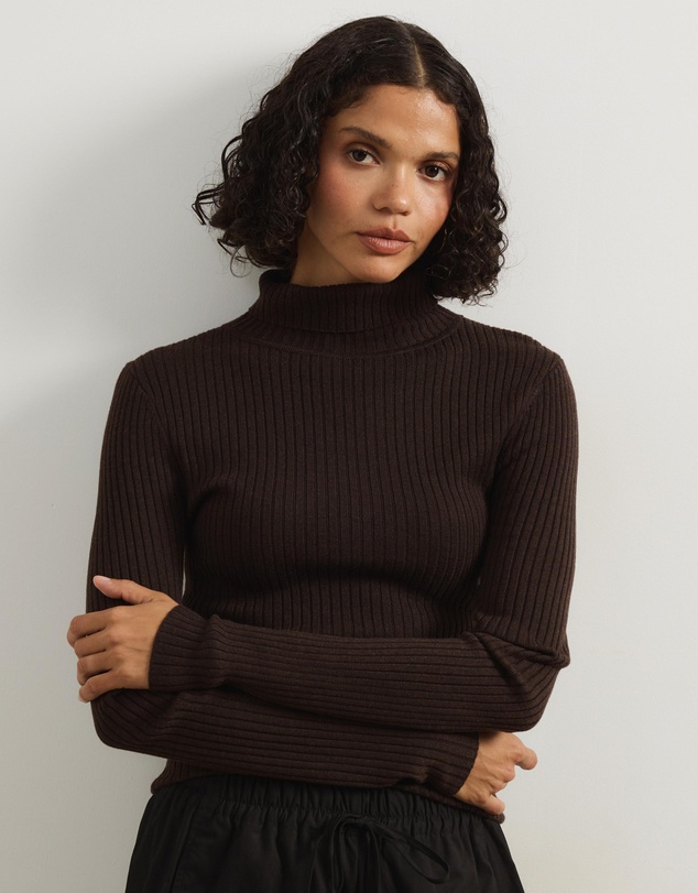 Atmos&Here - Annie Wool Blend Turtleneck Knit Top