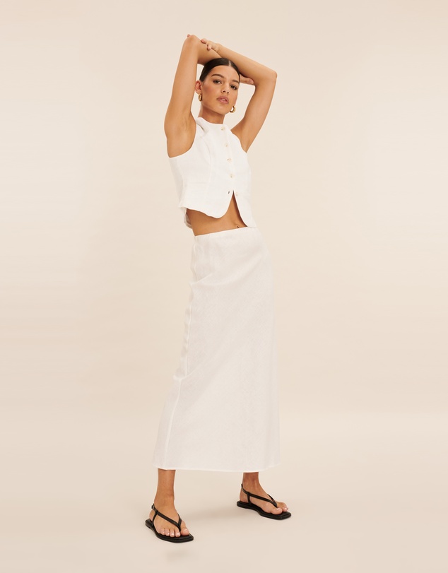 AERE - Linen Bias Cut Midi Skirt