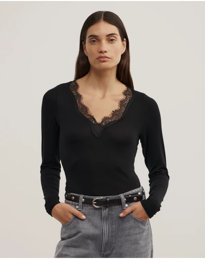 Witchery - Lace Detail Long Sleeve Top