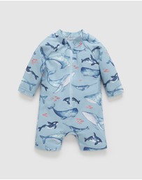 Purebaby - Printed Long Sleeve Sunsuit Swim -Kids-Babies