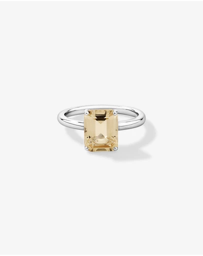 Michael Hill - Emerald Cut Soft Champagne Citrine Solitaire Ring in Sterling Silver