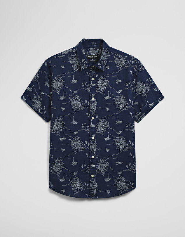 Country Road - Regular Fit Linen Coastline Print Shirt