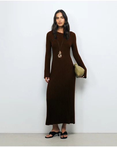 AERE - Indi Accordian Pleated Organic Knit Dress