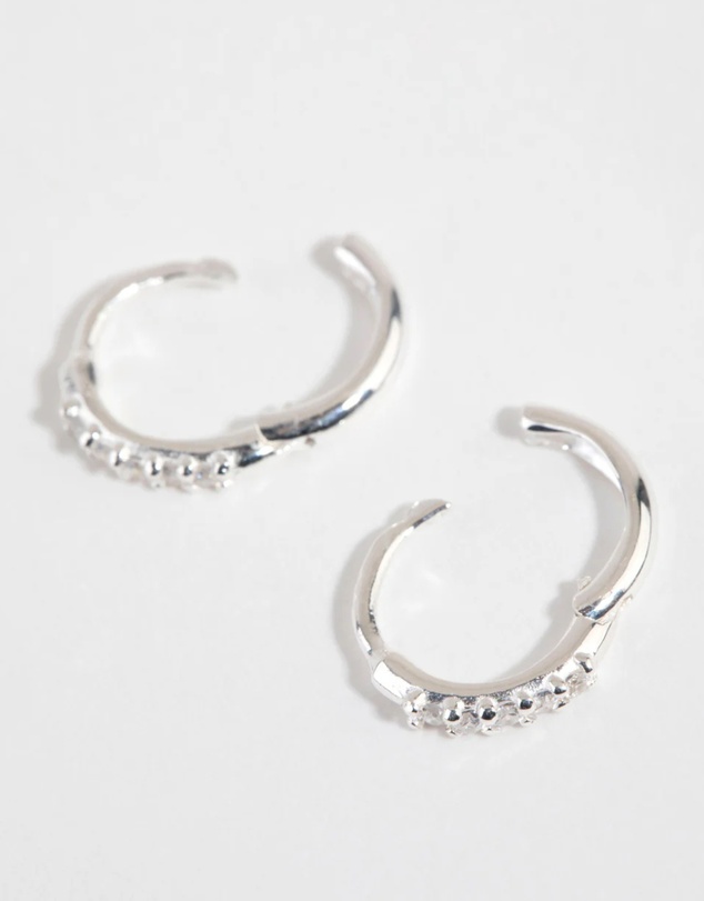 Lovisa - Sterling Silver Mini Cubic Zirconia Huggie Earrings