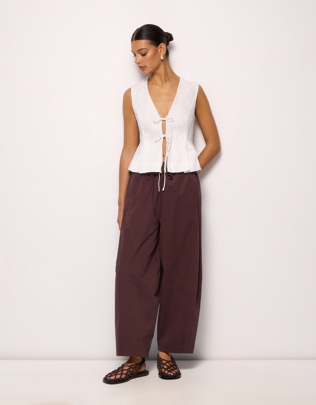 AERE - Linen Tie Front Top