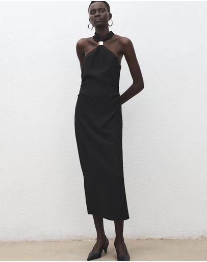 M.N.G - Halter-Neck Dress With Metal Embellishment