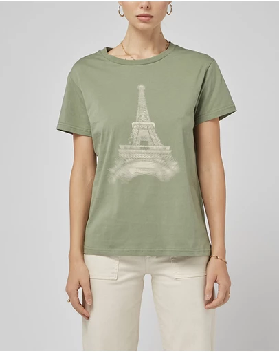 DRICOPER DENIM - Clare Oil Green Printed Tee