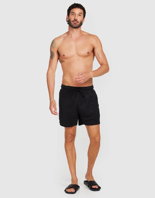 Vacay Swimwear - Black Terry Shorts