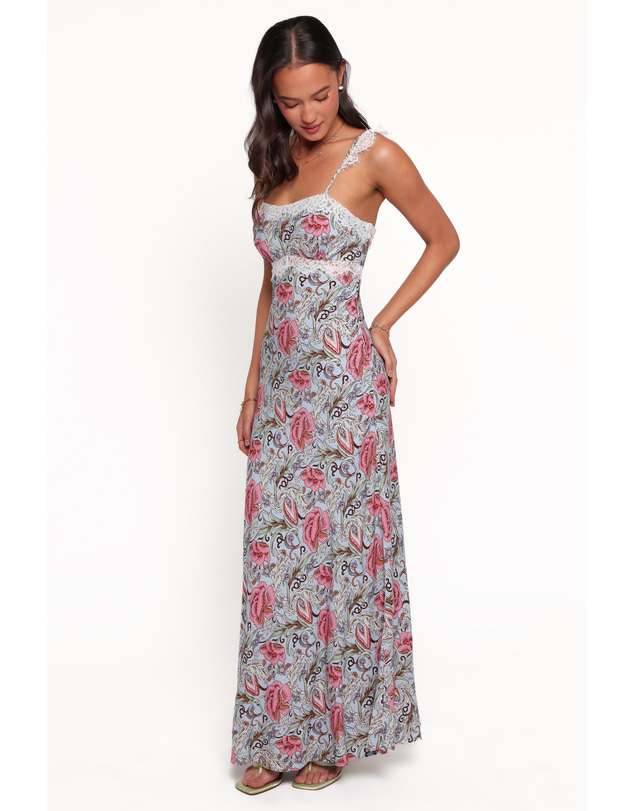 Petal & Pup - Akira Lace Trim Midi Dress - Blue Tapestry Floral