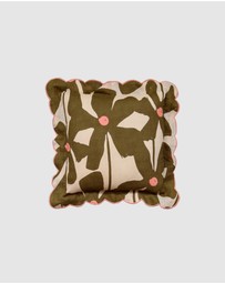 Mosey Me - Olive Poppy Linen Cushion Cover
