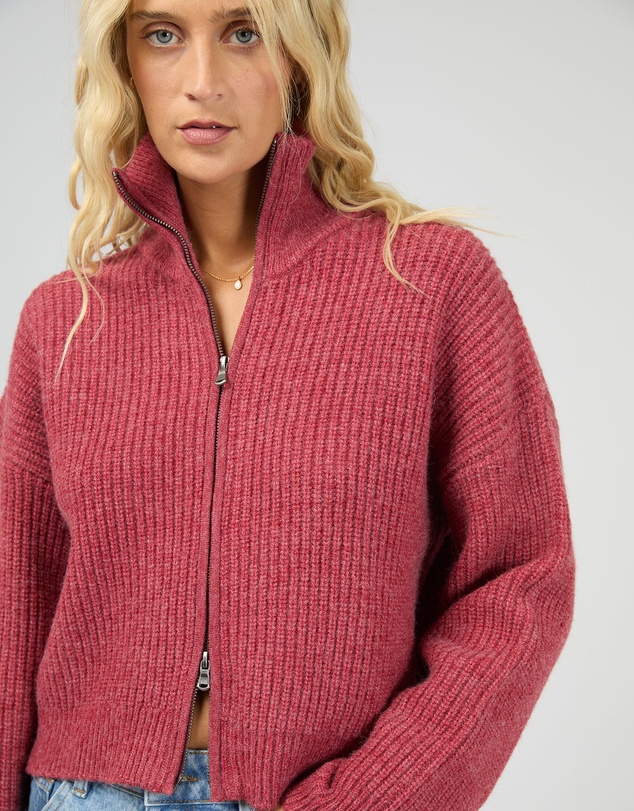 All About Eve - Bridie Knit Zip Through Berry