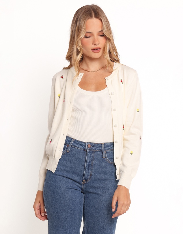 Petal & Pup - Millen Flower Embroidery Cardigan - Cream