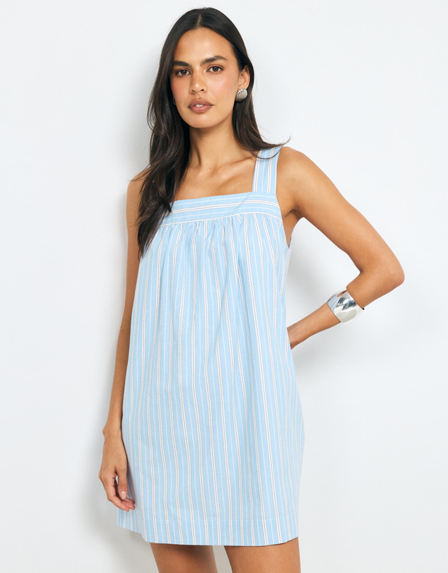AERE - Nieve Stripe Cotton Mini Dress