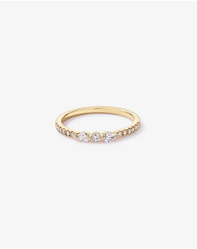 Michael Hill - 0.23TW Pear and Round Brilliant Diamond Wedding Ring in 14kt Yellow Gold