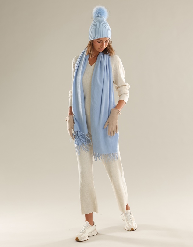 Morgan & Taylor - Valentine Wool-Blend Beanie in Pale Blue