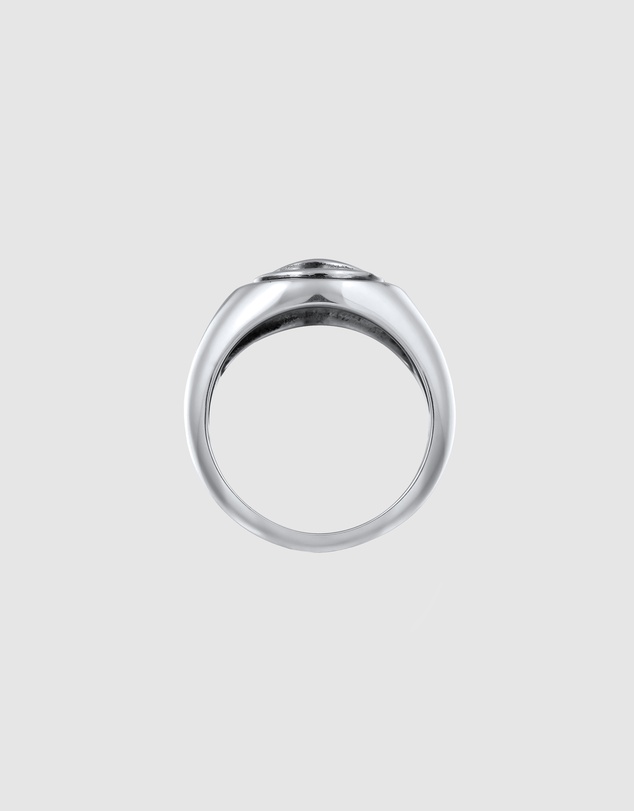 Kuzzoi - ICONIC EXCLUSIVE - Signet Ring with Evil Eye Emblem in Oxidised 925 Sterling Silver