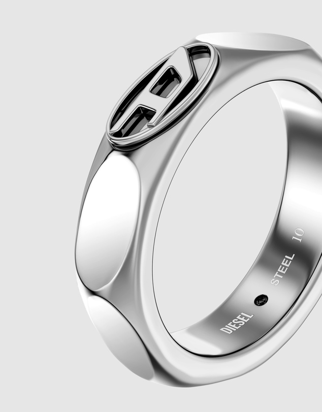 Diesel - Oval D Logo Silver Ring