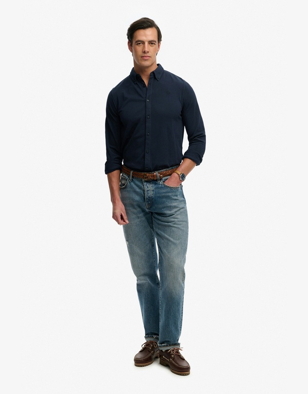 Superdry - Vintage Destroy Pique Long Sleeve Shirt