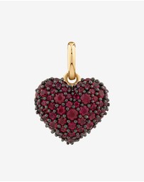 Michael Hill - Ruby Pave Heart Pendant in 10kt Yellow Gold