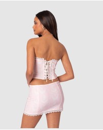 EDIKTED - Silvie Printed Lace Up Corset