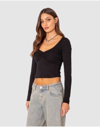 EDIKTED - Nat Ruched V Neck Top