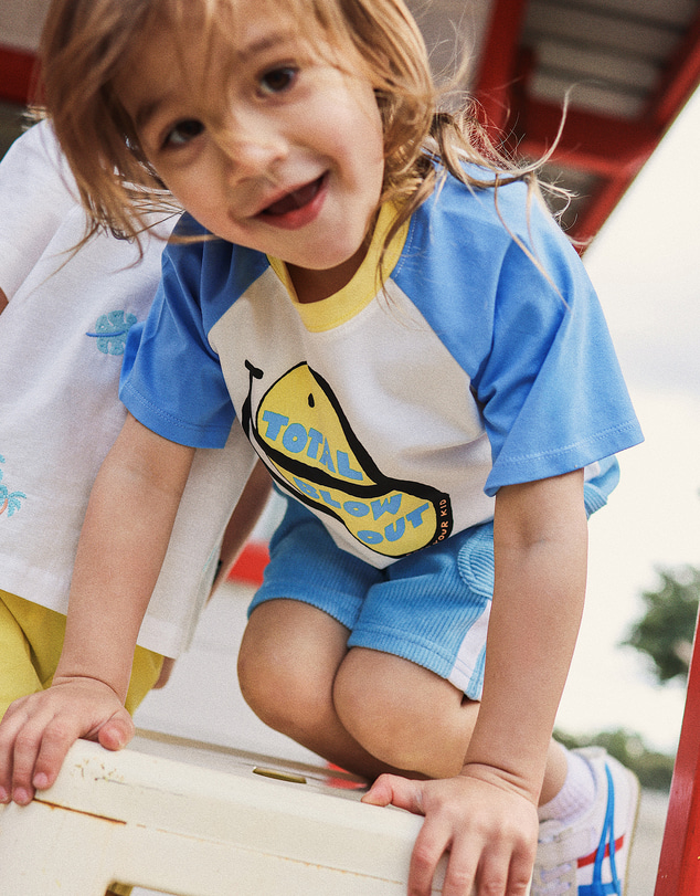 Rock Your Kid - Leo Raglan Tee in Coastal Blue