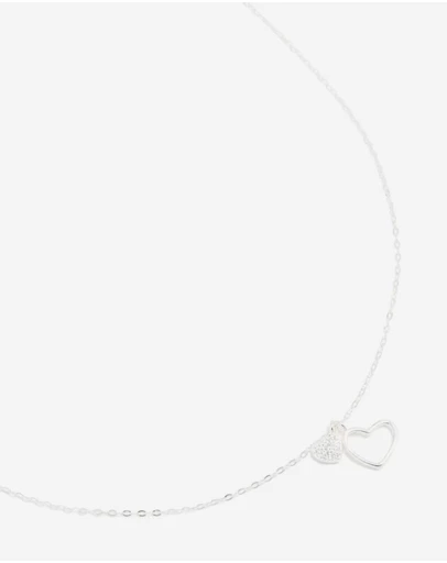 Lovisa - Sterling Silver Cubic Zirconia Double Heart Necklace