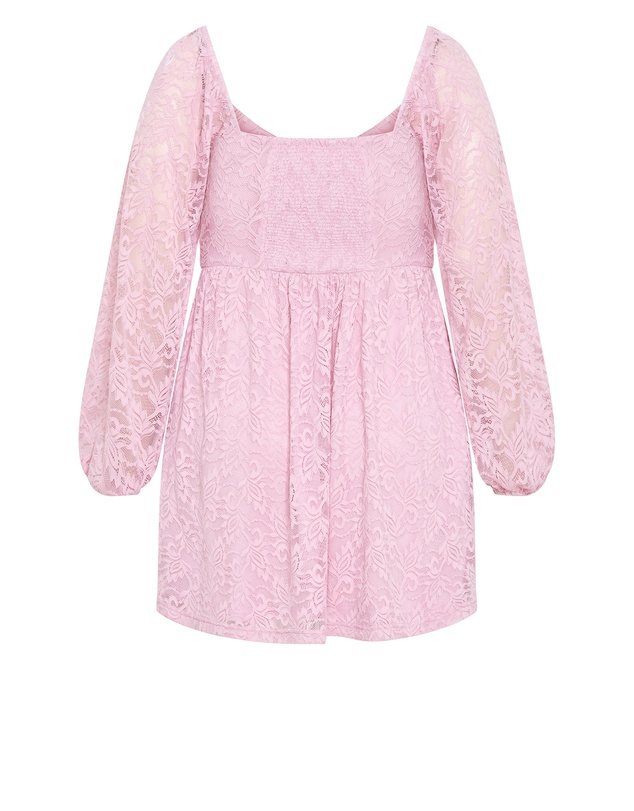 City Chic - Plus size Letitia Lace Mini Dress - soft pink