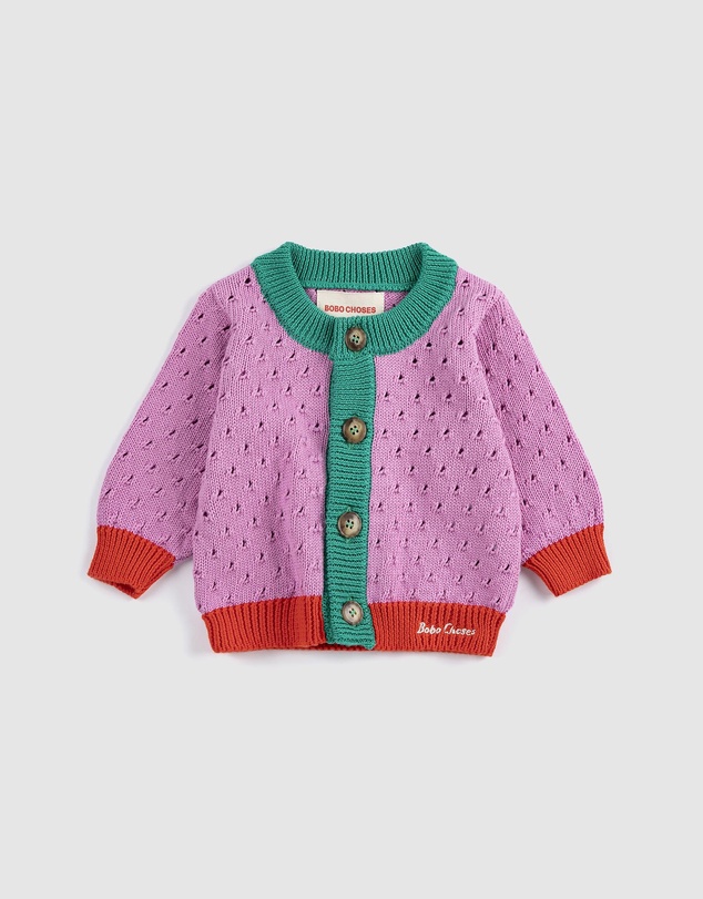 Bobo Choses - Colour Block Open Work Cardigan - Babies