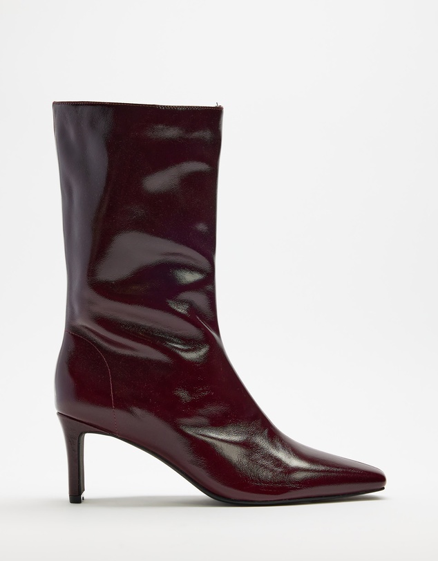AERE - Anais Square Toe Heeled Leather Ankle Boots