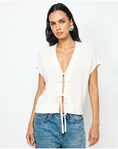 AERE - Ava Organic Cotton Tie Front Top