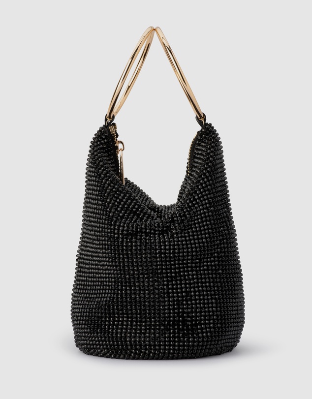 Olga Berg - Ellie Crystal Mesh Ring Handle Bag